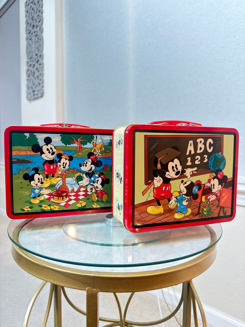 Set of 2 Vintage 1997 Disney Mickey & Minnie Mouse Tin Lunch Boxes Series 2 ASC